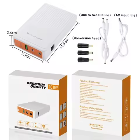 Mini 10400mAh Online UPS PoE 24V 12V 9V 5V Mini DC UPS for WIFI Router Single Phase Network with Lit