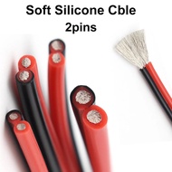 2 Pins Soft Silicone Cable Wire Red&Black Durable Solar Electric Wire 18AWG - 11AWG 600V Heat Resist