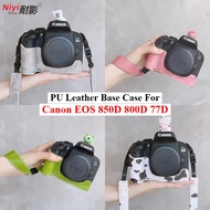PU Leather Base Case Canon EOS 850D 800D Protective Camera Half-pack Base Canon 77D Cover Bag Batter