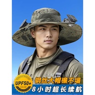 topi pantai topi Topi kipas suria, topi matahari musim panas lelaki, perlindungan UV, topi besar, me