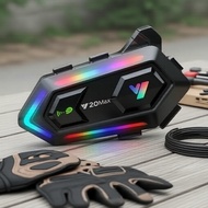 Y20 MAX Helmet Bluetooth 5.3 Intercom with RGB Light, 1000mAh Battery, for Motorcycle Riders