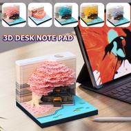 3D Desk Calendar Creative Calendar Memo Pad with LED Lights Pen Holder Tear-Away 3D Art Calendar for