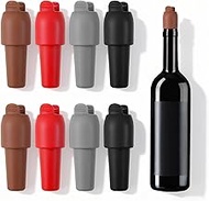 8 Pcs Silicone Wine Stopper for Bottles Upgraded Reusable Wine Covers with Handle 4 Colors Wines Sea