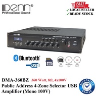 DENN DMA-360BZ Public Address 4-Zone Selector USB Amplifier (Mono 100V)