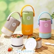 FAYSHOWS Insulated Box, Stainless Steel Double Layer Thermal Lunch Box, Portable 580ml/820ml Leak-Pr
