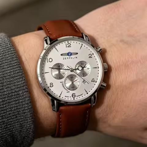 ZEPPELIN Hindenburg Series Mens Luxury Retro Multifunction Quartz Watch with Date Casual Leisure Wri