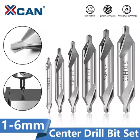 XCAN HSS Center Drill Bits 60-Degree Angle Center Drill Bits Countersink Tools for Lathe Metalworkin