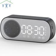 Digital Alarm Clock Bluetooth 5.0 Speaker LED Display Mirror Desk Alarm Clock with FM Radio TF Card Play SHOPTKC2942