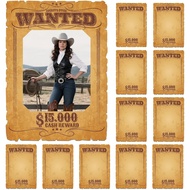 12 Pcs Wanted Poster Photo Props 17 x 12 Inch Western Theme Picture Frame with 10 x 8 Inch Blank Pho
