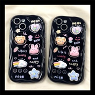 Suitable for IPhone 11 12 Pro Max X XR XS Max SE 7 Plus 8 Plus IPhone 13 Pro Max IPhone 14 15 Pro Max Black Colour Phone Case with Lovely Animal Accessories Cute Design