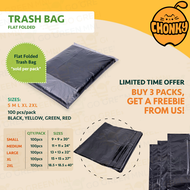 CHONKY 100pcs Trash Bag / Garbage Bag (BLACK/GREEN/YELLOW/RED) Small Medium Large XL 2XL 3XL