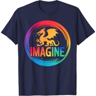 Shirt kaos band Imagine Fantasy Dragon Colorful Mythology Dragon Lover T-Shirt Cotton Combed 24s: Co