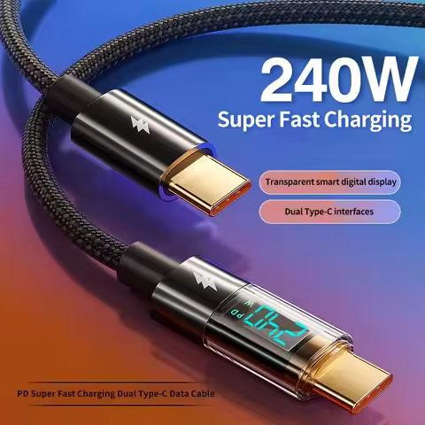 240W PD Fast Charging Type C to Type C Cable 100W Digital Display USB to Type C Cable For iphone 15 