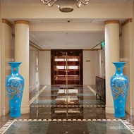 Jingdezhen Ceramic Floor Stand Vase Living Room Decoration Antique Home Vase Hotel Opened Red Yellow Peony