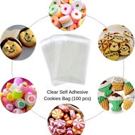 100 pcs Clear Transparent Self Adhesive Plastic Cookies Gift Bag 饼干礼品OPP透明塑料包装自粘袋自封袋