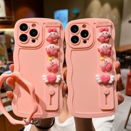 Suitable for IPhone 11 12 Pro Max X XR XS Max SE 7 Plus 8 Plus IPhone 13 Pro Max IPhone 14 15 Pro Max Pink Colour Phone Case with Kirby Accessories Wrist Strip New Design