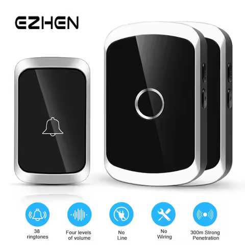 EZHEN Home Welcome Intelligent Wireless Doorbell 300Meters/984 FT Remote 36 Songs Smart Wireless Doo