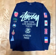Stussy 長袖tee logo 世界巡迴 美國日本 英國 法國 國旗