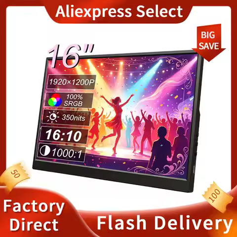 16Inch FHD IPS Touch Screen Portable 2K Portable Monitor HDMI Type-C External Second Display for Lap