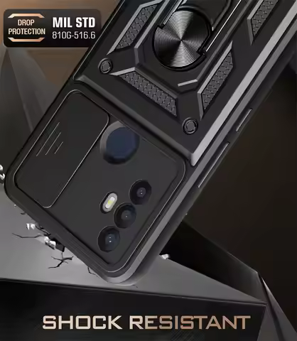 TCL 30 SE 30SE 6165H Case Slide Camera Armor Magnetic Ring Holder Shockproof Hard Cover Back Phone C