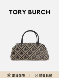 TORY BURCH T Monogram保齡球包手挽袋海軍藍色棉質復古防刮耐磨[平行進口]