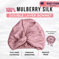 The Tiara Silk 100% Mulberry Silk Bonnet Silk Turban Tie Bonnet Double layer premium Sleep Hat Confi
