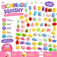 Squishy Mochi Animals Set 100 pcs - Soft, Squeeze-Resistant, Ideal for Fidgeting & Desk Decor Set Ha