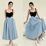 summer blue spaghetti long evening dress woman dinner elegant banquet dress woman dinner dress plus 