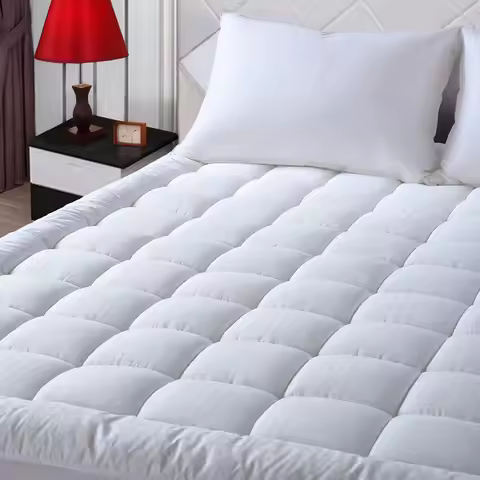 California King Mattress Pad Quilted Cooling Topper Deep Pocket 8-21" White 72x84 Inches