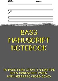 BASS MANUSCRIPT NOTEBOOK (POCKET SIZE, STAVES & TABS): Blank Tablature & Blank Staves for Bass Guita
