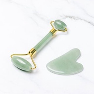 【小NG商品特賣】天然綠東陵玉石緊緻提拉滾輪心型刮痧板套組