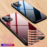 Phone Case For iPhone 12 Pro max iPhone 12 Pro iPhone 12 Mini iPhone 11 Pro max iPhone 11 Pro Luxury Colorful Bumper Gradient Tempered Glass Cover Slim Hard Back Protective Case