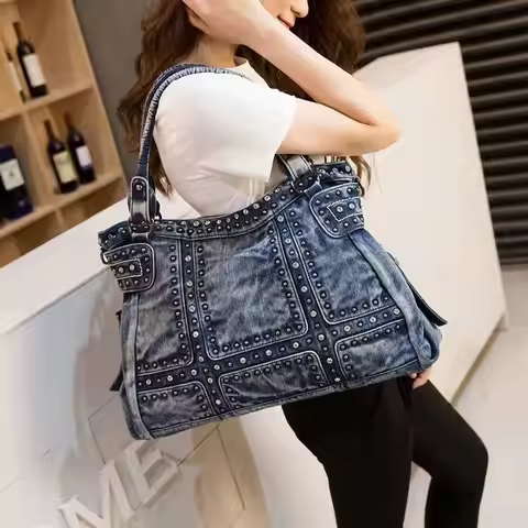 Vintage Design Fashion Denim Women Bag Jeans Shoulder Bags Girls Handbags Crossbody Bag Women Messen