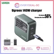 UGREEN PD140W GaN ที่ชาร์จความเร็วสูงกับ UK/EU/ปลั๊ก US 3พอร์ต2C1A 2 Type-C 1 USB-A ผนังที่ชาร์จหัวแปลงพกพาไฟฟ้าสำหรับ MacBook Pro/air Samsung Galaxy Dell XPS15Pro โทรศัพท์สูงสุดบวก12 11 Proพิกเซลโดรน DJI