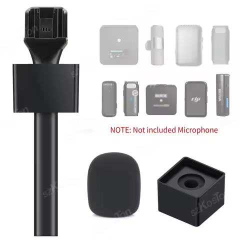 Wireless Interview Handle Microphone Adapter Compatible with DJI Rode Wireless GO Mic for Vlogging P