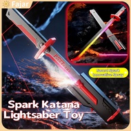 Spark Katana Lightsaber Toy Sword with Sound SmokeEffect Multicolor Lights Cosplay Sword Light Up