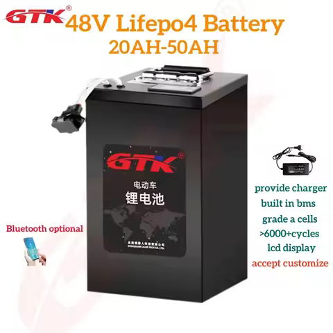 GTK Lithium 48V 20Ah 25AH 30AH 35AH 40AH 45AH 50AH Lifepo4 Battery Bluetooth BMS 16S for 500W 800W 1