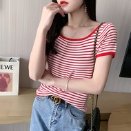 Imported Women's Short Sleeve Knitted T-Shirt | Short Sleeve Knit T-Shirt | Women's Knitted Shirt, I