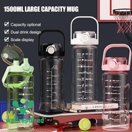 Summer Double Drinking Plastic Cup Large Capacity Handle Kettle High Value Sports With Scale P2t7