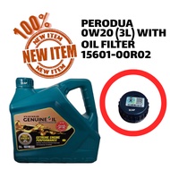 PERODUA LUB SARAWAK 0W20 3L FULLY SYNTHETIC ENGINE OIL WITH OIL FILTER 15601-00R02 1SET 09483 16196