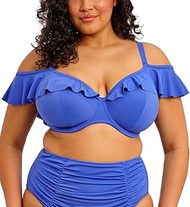 Womens Plain Sailing Underwire Bardot Plunge Bikini Top, Azure, 36F