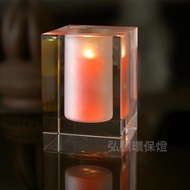 【USB充電】純蠟燭LED燈-中型＋水晶玻璃方柱*1入(七色任選)_*地球家(弘麒)