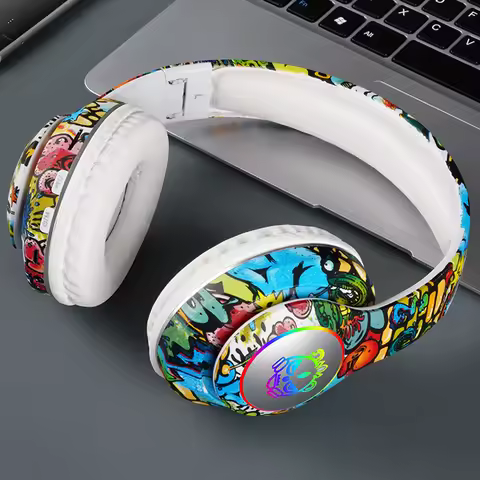 Graffiti LED Light Bluetooth Headsets Game Doodle Wireless Headphones Earphones Mic For Kids Boy Gir