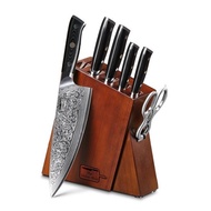 The Kitchen Affairs Vg10 Core Damascus Steel 67 Layers 6-piece Knife And Holder Set