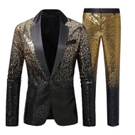 2025 New Style Men's Gradient Sequin Suit Suit Nightclub Stage Suit Dress Men's Two-Piece Suit