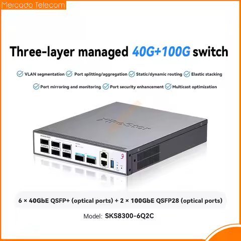 6 Port 40G Switch 2 Port 100G QSFP+Optical Port L3 Managed SKS8300-6Q2C Elastic Stacked Data Center 