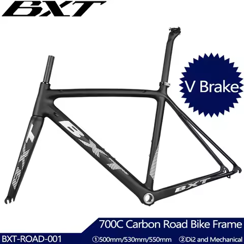 BXT Carbon Road Bike V Brake Frame,700C Carbon Road Frame Di2 and Mechanical Racing Cycling Frame