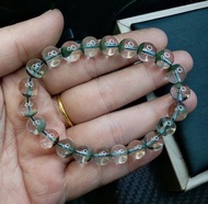 (送順豐)💚👻🍵(聚寶盆)9.0㎜(17)天然綠幽靈巴西綠幽靈聚寶盆單圈手串手鏈(招正財旺事業)