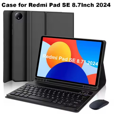 Case for Xiaomi Redmi Pad SE 8.7 Inch 2024, Bluetooth Keyboard Cover for Redmi Pad SE 8.7 Inch