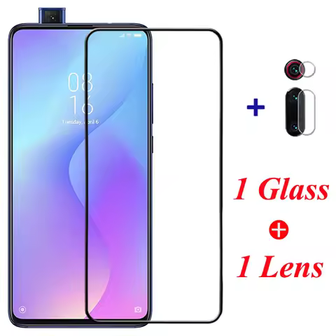 2-in-1 Tempered Glass For Xiaomi Mi 9T 9 SE Lite K20 Pro Screen Protector Lens Film For Redmi Note 1